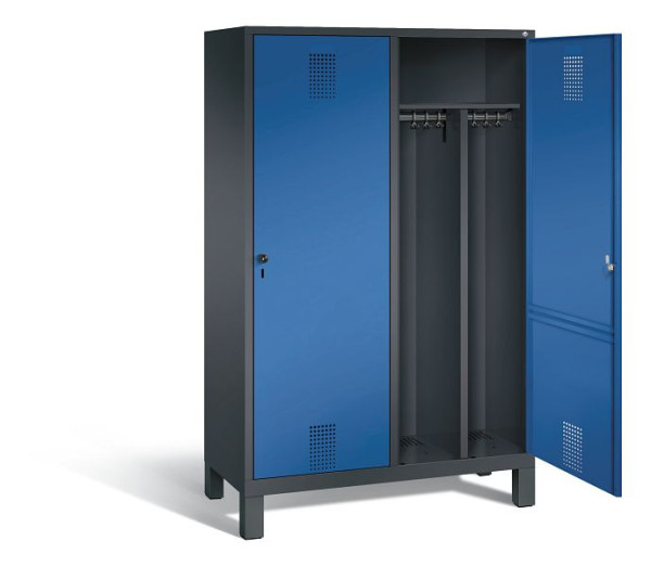 C+P Schwarz-Weiss-Spind Evolo, H1850xB1190xT500mm, Farbe: Schwarzgrau / Enzianblau, 48210-40 S10036