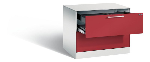 C+P Hängeregistraturschrank Asisto, H710xB800xT600mm, Farbe: Lichtgrau / Rubinrot, Bügelgriff, 146273-212 S10100