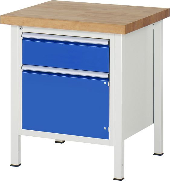 RAU Werkbank Serie 8000 - Gestell-Bauweise (Schweißgestell), Unterbau-Container (1x Schublade, 1x Flügeltür), 750x840x700 mm, 03-8152A2-077B4S.11