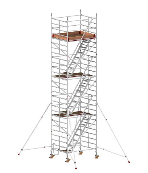 HYMER Treppen-Fahrgerüst mit Ausleger, Bühnenlänge 1,90 m, Rahmenteilbreite 1,50 m, Reichhöhe 8,40 m, 857608