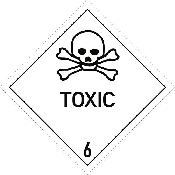 Moedel Gefahrzettel Klasse 6.1 Text TOXIC, Papier, 100x100 mm, VE: 1000 Stück/Rolle, 66069