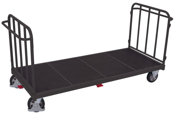 VARIOfit Doppel-Stirnwandwagen mit senkrechten Streben, Ladefläche: 2.005 x 880 mm, RAL 7016 anthrazitgrau, Radsatz: Elastikvollgummi, sw-2003/AG