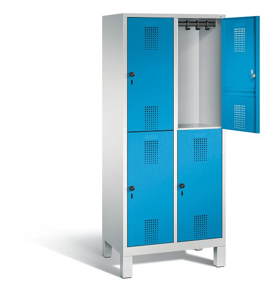 C+P Spind doppelstöckig Evolo, H1850xB810xT500mm, Farbe: Lichtgrau / Lichtblau, 48310-22 S10060