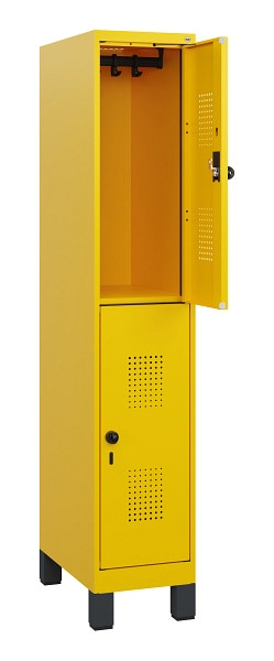C+P Doppelstöckiger Spind Evolo PLUS, Füße, 2 Fächer, 1630x300x500mm, 1023/1023, Drehriegel, 0493105-10 S10027