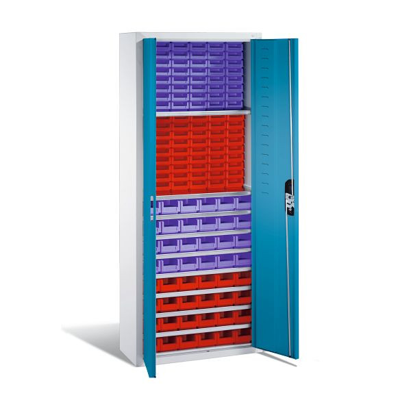 C+P Magazinschrank Serie 13, H1690xB700xT300mm, Farbe: Lichtgrau / Lichtblau, Muldengriff, 133413-24 S10023