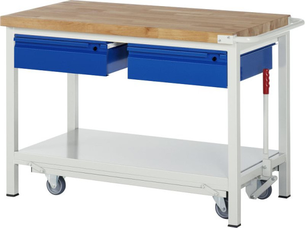 RAU Werkbank mit Fahrgestell 8002I6, B1250xT700xH880mm, 2xSchublade-TA, 05-8002I6-127R4F.11