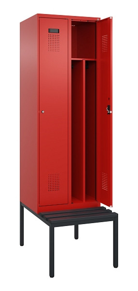 C+P Spind Evolo PLUS, 2 Abteile, 2120x600x815mm, 3020/3020, Zylinderschloss, Material Sitzfläche Kunststoff, Sitzbank, 0490507-20F S10105