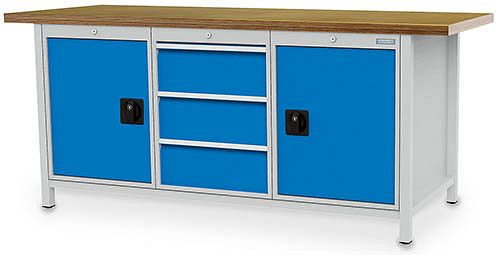 Bedrunka+Hirth Kastenwerkbank Serie 2000 R18-24, 3x200mm, Schubladen-Vollauszug 100%, 2000 x 750 x 959 mm, 03.19.35V9