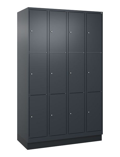 C+P Schließfachschrank Classic PLUS, Sockel, 4 Abteile mit je 3 Fächern, 1950x1200x500mm, 7016/7016, 080020-403 S10015