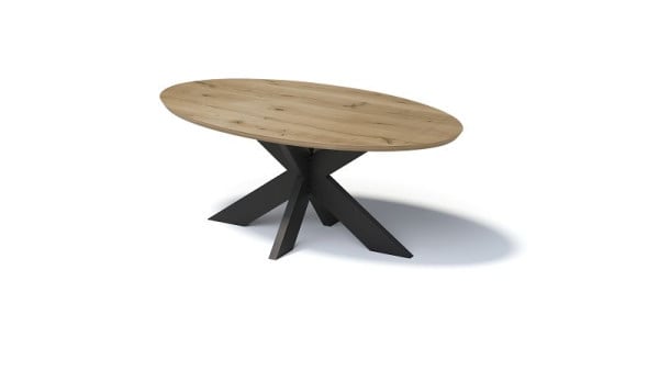 Bisley Fortis Table Ellipse, 2000 x 1100 mm, Schweizer Kante, geolte Oberfläche, S1-Gestell, Oberfläche: natürlich / Gestell: schwarz, FE2011S1P333