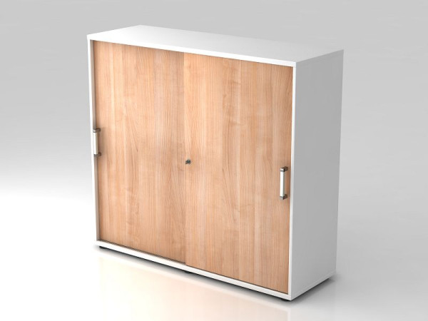 Hammerbacher Schiebetürschrank 3OH 120cm Chromgriff Weiß/Nussbaum, 120x40x110 cm (BxTxH), V1753S/W/N/CE