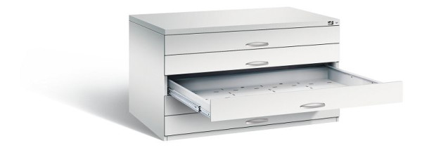 C+P Flachablageschrank Serie 7100_7200, H760xB1350xT960mm, Farbe: Lichtgrau, Bügelgriff, 7201-100 S10125