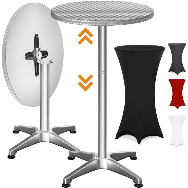 casaria Stehtisch Silber 115x60cm + Husse Schwarz Ø60cm, 997735