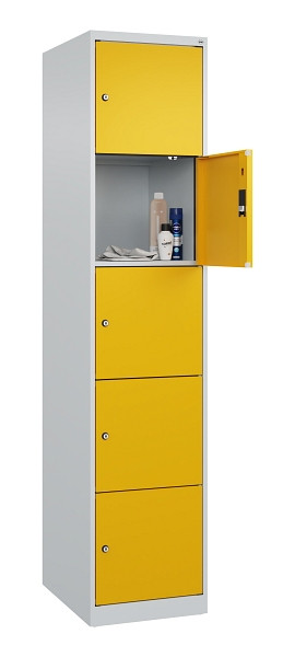 C+P Schließfachschrank Evolo PLUS, 5 Fächer, 1850x400x500mm, 7035/1004, 049000-125 S10000