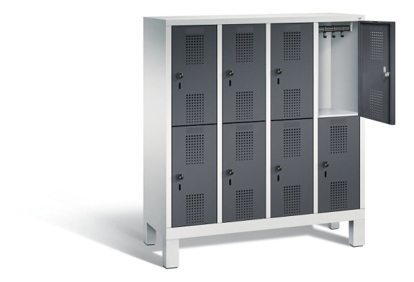 C+P Kindergarten-Spind doppelstöckig Evolo, H1350xB1190xT300mm, Farbe: Lichtgrau / Schwarzgrau, 483103-40 S10035