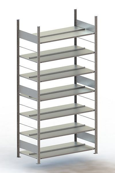 Meta Büro Steckregal Compact GR 2500x1250x600 mm, RAL 7035, Bodenanzahl: 7, 200178030