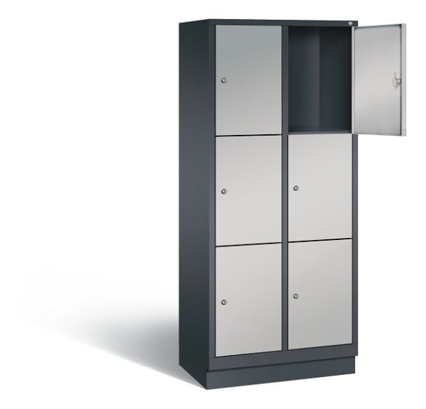 C+P Schließfachschrank Evolo, H1800xB810xT500mm, Farbe: Schwarzgrau / Weißaluminium, 48020-223 S10191