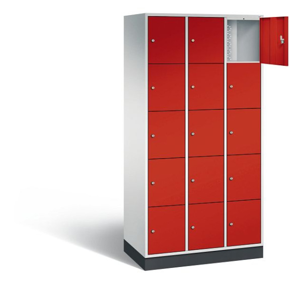 C+P Schließfachschrank Intro, H1950xB920xT490mm, Farbe: Lichtgrau / feuerrot, 8570-301 S10141