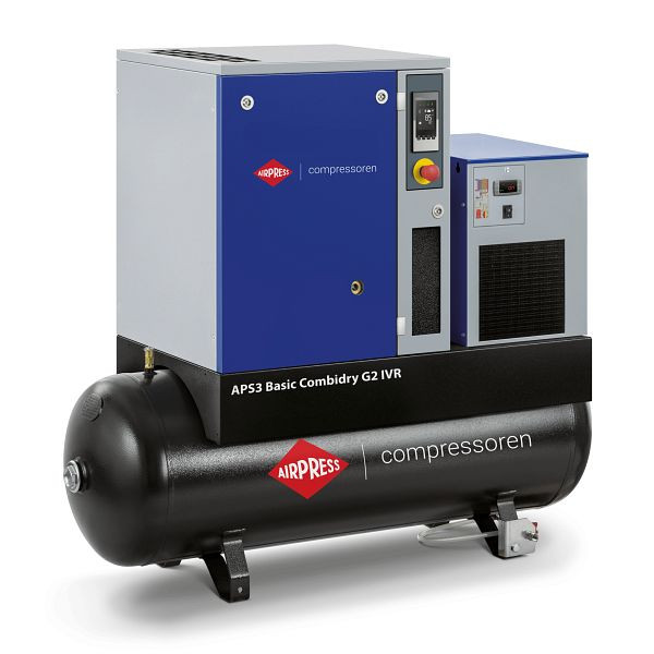 Airpress Schraubenkompressor 10 bar 200L 3 PS/2.2 kW 132-294 l/min (APS 3 IVR Basic Combi Dry G2), 362953-IVR