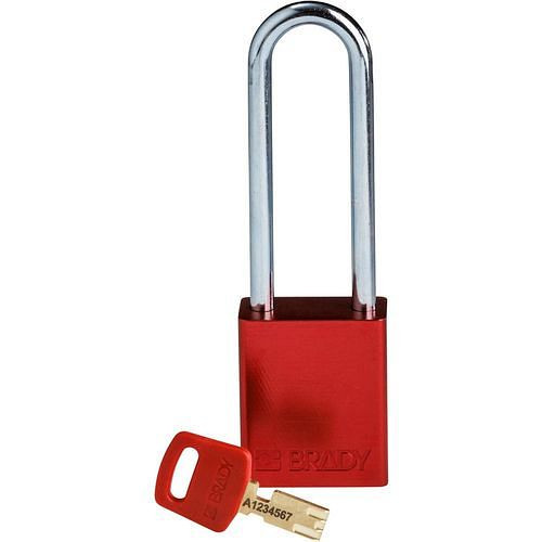 Brady Vorhängeschloss SafeKey, Aluminium lichte Bügelhöhe 76,20 mm, rot, 311999