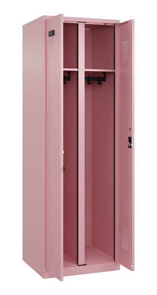 C+P Schwarz-Weiß-Spind Evolo PLUS, 2 Abteile, 1850x600x500mm, 3015/3015, Zylinderschloss, 049002-20 S10051