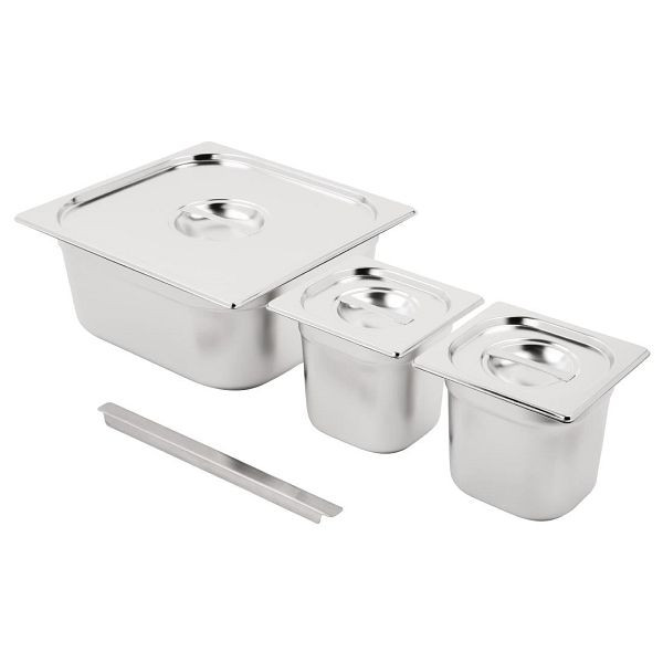 Vogue Edelstahl Gastronormschale Set 2x 1/6 Und 2/3 Mit Deckeln, SA241