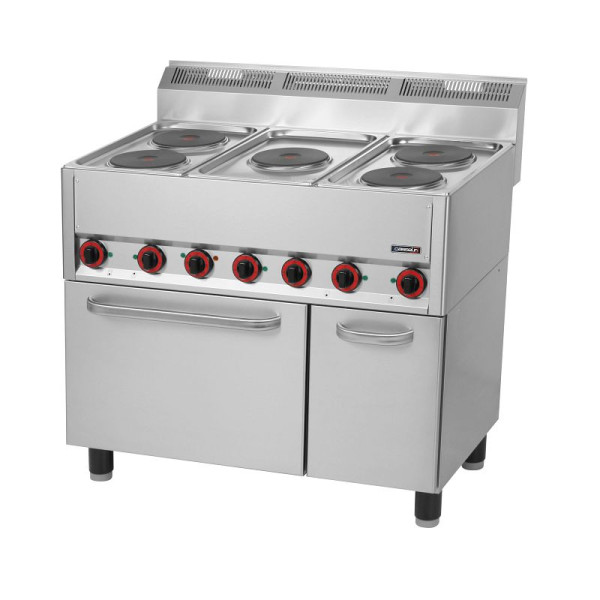 Casselin Elektroherd mit 5 Kochstellen und belüftetem Elektrobackofen GN 1/1 99 - Linie 600, C6FOE5FFEV99