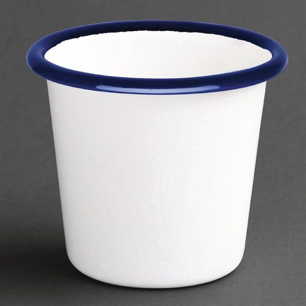 Olympia emaillierte Saucenbecher weiß-blau 11,4cl, VE: 6 Stück, DC383
