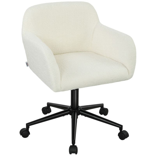 HOMCOM Drehbarer Bürostuhl mit Rollen, Schreibtischstuhl, Fleece-Stoff, Schaumstoff, 921-843V00CW