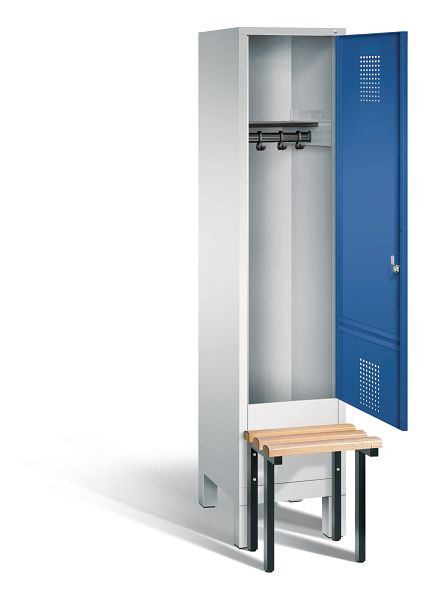 C+P Garderobenschrank Evolo, H1850xB420xT815mm, Farbe: Lichtgrau / Enzianblau, 48030-12 S10026