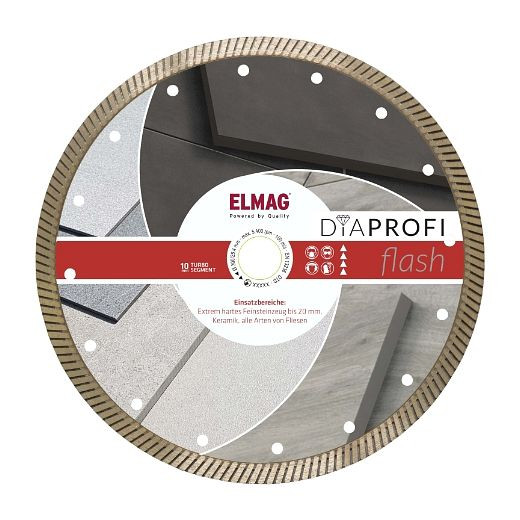 ELMAG DiaProfi-Diamantscheibe FLASH 350mm, für extrem harte Materialien, Bohrung: 25,4mm (für Trocken- und Nassschnitt), 62234