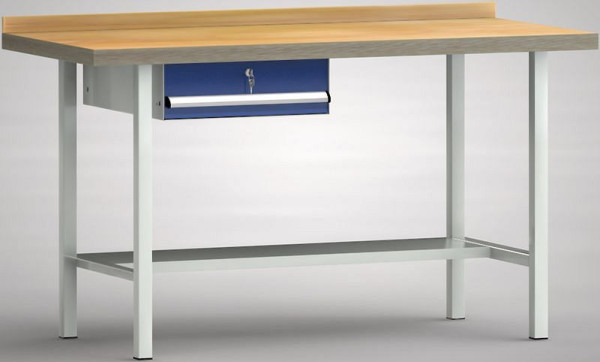 KLW Standard-Werkbank - 1500 x 700 x 840 mm L x T x H, mit einer Einzelschublade 150 mm Fh-EA, links, WS003N-1500M40-E7001