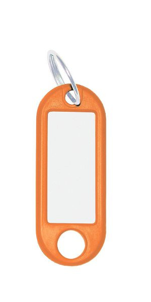 Eichner Schlüsselanhänger aus Kunststoff mit Ring 18 mm, inkl. Beschriftungsetikett, Farbe: Orange, VE: 1 Pack à 100 Stück, 9219-01383-060