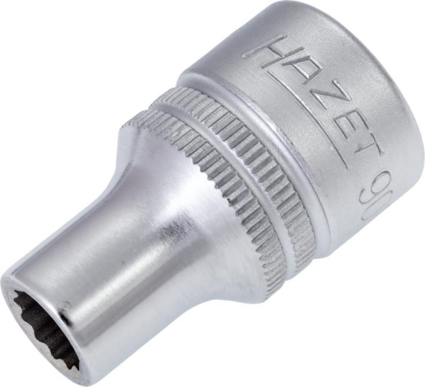 Hazet Steckschlüsseleinsatz, Doppelsechskant, Vierkant hohl 12,5 mm (1/2 Zoll), Außen-Doppel-Sechskant-Tractionsprofil, 8 mm, 900Z-8