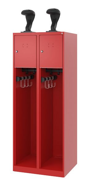 C+P Feuerwehrspind Evolo, Modell YOUNGSTER, 2 Abteile, H1530xB600xT500 mm, Feuerrot, Helmhalter, 0490015-20 S10005
