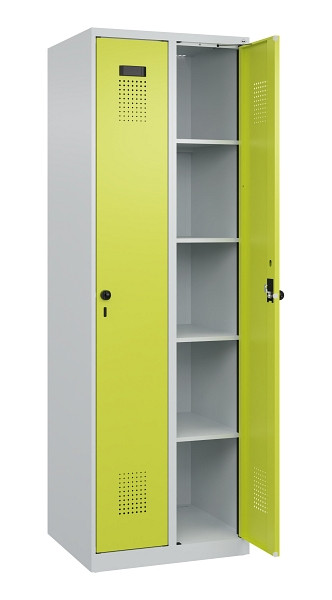 C+P Wäsche-Spind Evolo PLUS, 2 Abteile, 1850x600x500mm, 7035/0024, Verschluss Drehriegel, Ablageböden 8, 049000-20B S10015