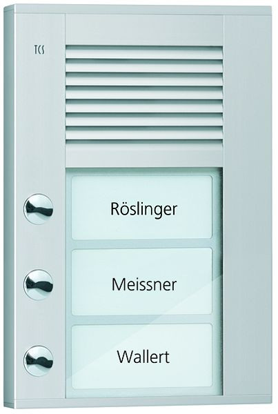 TCS Audio Außenstation Serie PDS 3 Klingeltasten (linksbündig), AP silber, PDS03-EN/04
