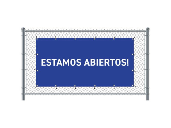 Showdown Displays Zaun-Banner 200 x 100 cm Geöffnet Spanisch Blau, FBG200-100-I703