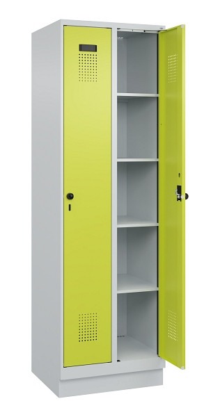 C+P Wäsche-Spind Evolo PLUS, mit Sockel, 2 Abteile, 1950x600x500mm, 7035/0024, Verschluss Drehriegel, Ablageböden 8, 049020-20B S10015