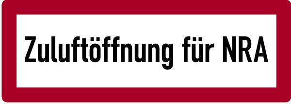 Schilder Klar Brandschutzzeichen Zuluftöffnung für NRA, 297x105 mm Folie selbstklebend, 150/62