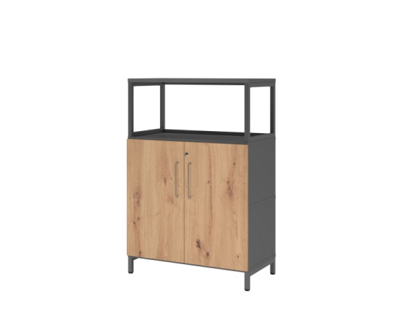 Hammerbacher Regal/Türen, 3OH, Sockel, graphit/asteiche, VFW38T2RU/G/R/BS