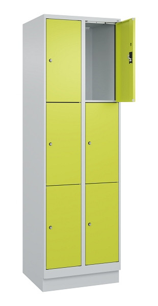 C+P Schließfachschrank Evolo PLUS, mit Sockel, 6 Fächer, 1950x600x500mm, 7035/00, Frontfarbe 1108060 RDS Clowngrün, 049020-203 S10015