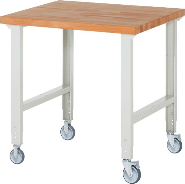 RAU Fahrbare Werkbank (höhenverstellbar) 7000-1, 1000x900x950-1000mm, je 2 Bockrollen und Lenkrollen, 05-7000-1-109B4H22.12