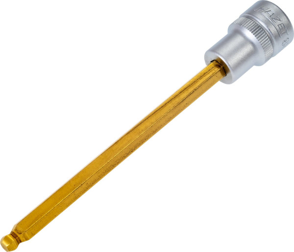 Hazet Schraubendreher-Steckschlüsseleinsatz, Vierkant hohl 10 mm, Innen-Sechskant Profil, 5 mm, Lange Ausführung Mit Kugelkopf, 8801KK-5