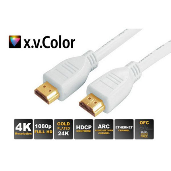 S-Conn HDMI A-Stecker auf HDMI A-Stecker, vergoldete Kontakte, Full HD, ULTRA HD, 3D, HEAC, weiß, 1,0m, 77470-W