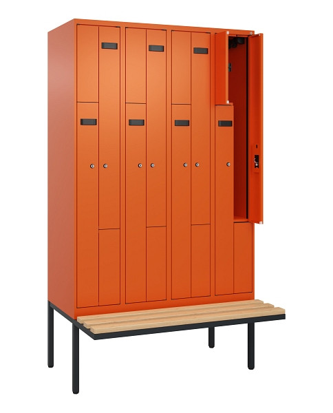 C+P Z-Spind Evolo PLUS, Bank, 8 Fächer, 2120x1200x815mm, 2004/2004, Zylinderschloss, Sitzfläche Holz, 0490437-408 S10050