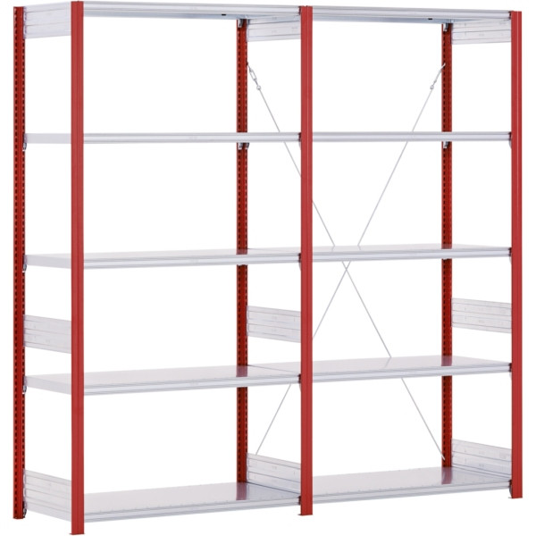 BITO Fachbodenregal Typ: EL Grundfeld 40mm-Boden Set /100kg 1999x996x424 5FB RAL3000, C1235-0022