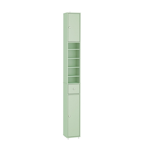 SoBuy Badezimmerhochschrank mit einer Schublade Grün 20x20x180 cm, Funktional, BZR34-II-GR