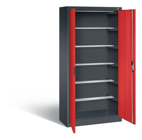 C+P Büroschrank Acurado, H1950xB930xT400mm, Farbe: Schwarzgrau / feuerrot, Muldengriff, 9260-600 S10392