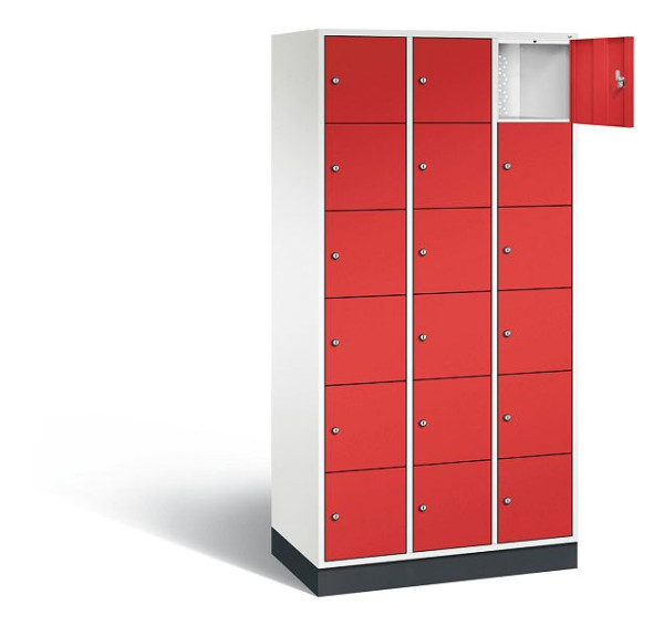 C+P Schließfachschrank Intro, H1950xB920xT490mm, Farbe: Verkehrsweiß / feuerrot, 8670-301 S10117